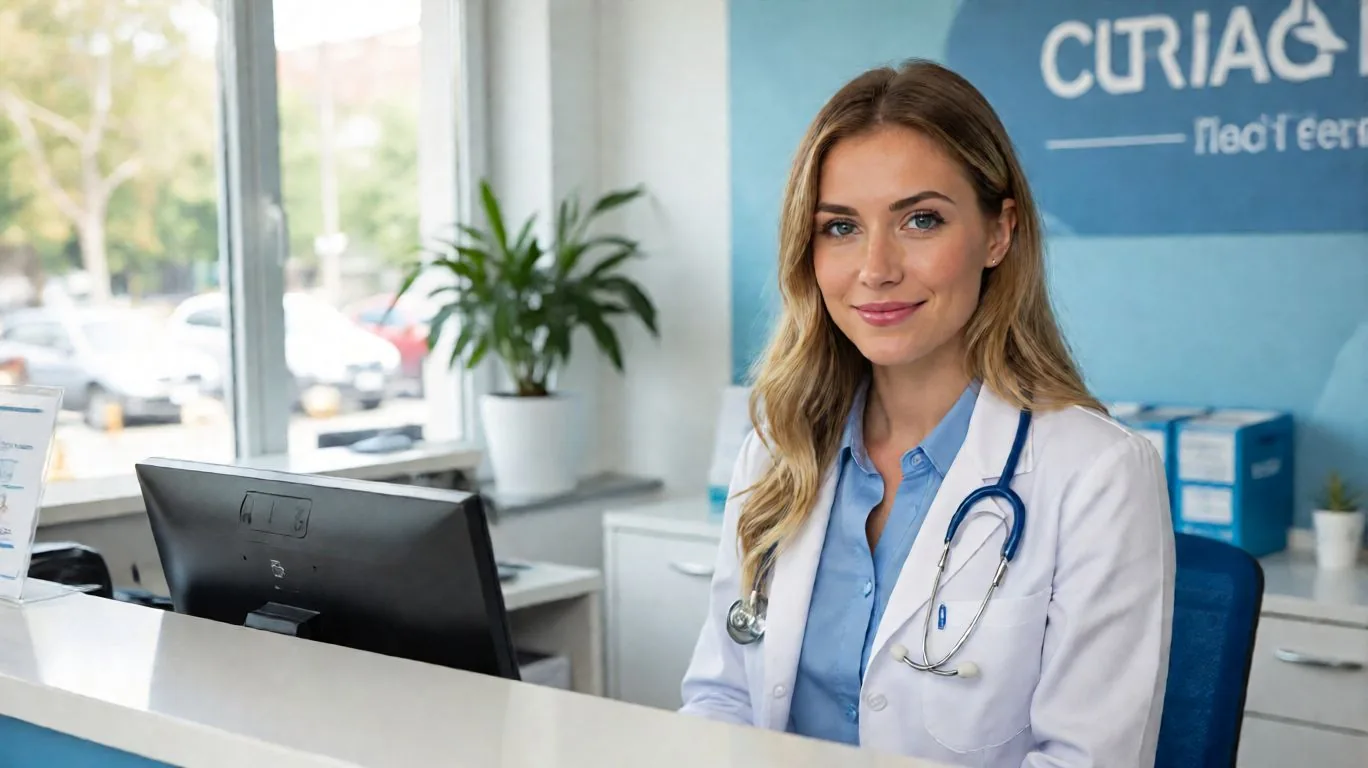 Portrait d’une gestionnaire de clinique à la réception